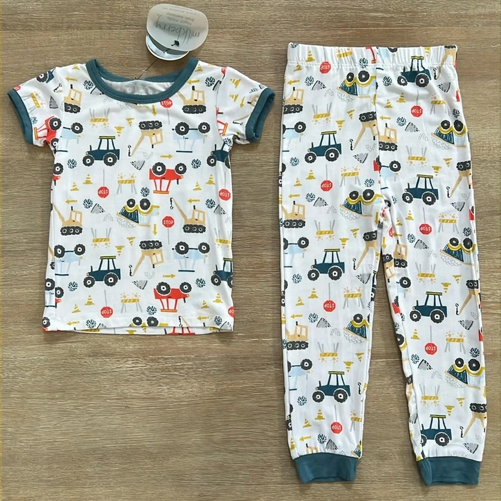 Milkberry Toddler Boy Bamboo Construction Pajama Set 18 months